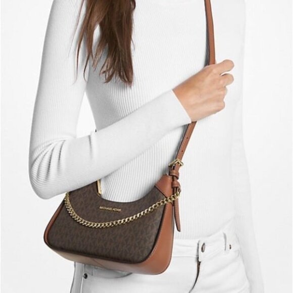 Michael Kors crossbody wilma small signature logo bag brown - Picture 2 of 4